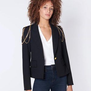 NWOT Veronica Beard Women's Black Maston Dickey Blazer With Chain - Size 8 (M)